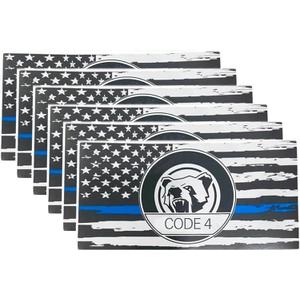 6 x 6pcs Thin Blue line Flag Code 4 Car Sticker Decal, Police Support American Flag Bumper Stickers for Cars Trucks Window Laptop, Bandera de polica la lnea Azul para carro