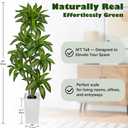 6FT Tall Artificial Dracaena Tree, Lifelike Faux Indoor Fake Floor Plant with White Pot, Faux Tree for Home Office Living Room Entryway Dcor