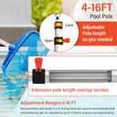 Telescopic Pool Pole, Extendable Pool Pole 16FT Heavy Duty Aluminum Telescoping Pool Cleaning Pole with 4 Baffle Locks, Universal 1.25" Pole for Pool Skimmer Nets, Rakes, Brushes & Vacuum Heads