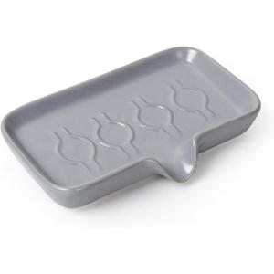 Soap Dish, Ceramic Bar Soap Holder with Self Draining Design, Gray Soap Dish with Drainage for Bathroom Sink, Shower, or Kitchen Countertop  ANTIS'S HOME
