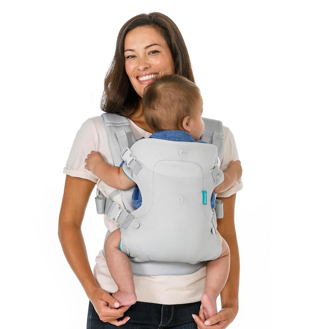 Infantino Flip 4-in-1 Light & Airy Convertible Baby Carrier, Adjustable, Ergonomic Babywearing, Registry Essential, Baby Carrier for Newborn to Toddler