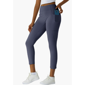 Women's High Waisted Moisture - Wicking Yoga Leggings with Pockets, Reflective Stripes & Shirt Loop for Active Lifestyle (Dark Gull Grey) XS