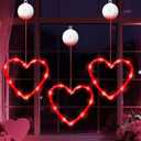 Valentines Day Decorations Window Lights, 3PCS Heart Window Light Valentines Day Decor, Red Lighted Valentine Windows Decorations Heart Decor Lights