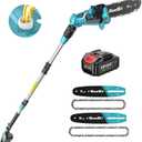 Seesii 10 Inch & 8 Inch Electric Pole Saws for Tree Trimming, Cordless Pole Chainsaw with Extendable Rod (Up to 9.2ft), Auto Oiler, 4000mAh Battery Powered Tree Pruner for Bush & Branch Cutting