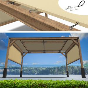ShadeMart 8' x 16' Beige Pergola Sun Shade Canopy Replacement Cover UPF50, Commercial Grade 260 GSM Cloth for Outdoor Patio Garden Backyard (We Make Custom Size)