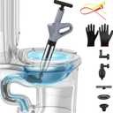 Toilet Plunger, High Pressure Toilet Plunger with Gloves & 2 Hair Snake,Toilet Auger Air Drain Blaster with Real-Time, Heavy Duty Plungers for Bathroom, Shower and Kitchen Plumbing Clogs