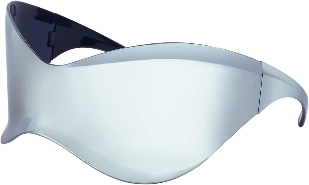 LJCZKA Futuristic Oversized Y2k Sunglasses for Men Women Wrap Around Fashion Shield Mask Cool Sun Glasses Ladies Shades