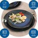 Melamine Dinnerware Set, 12pcs Plates and Bowls Set, Blue Dinner Dishes Set for Indoor and Outdoor, BPA-Free, Dishwasher Safe（Blue Cosmic）