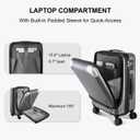LEVEL8 Grace Carry on Luggage 22x14x9 Airline Approved, 20 Inch Hard Shell Suitcases with Spinner Wheels, Abs+Pc Hard Case Luggages with Tsa Lock, Travel bag for Women Men, Grey