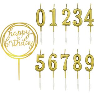 10-Piece Number Birthday Candles - Glitter Cake Toppers for Birthday & Wedding Parties