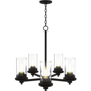 ENBRIGHTEN Farmhouse Chandelier Dining Room Light Fixture, 5 Head Modern Farmhouse Chandelier, LED, Black, Kitchen Chandelier, Chandeliers for Living Room, 63177