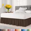 Wrap Around Dust Ruffle Bed Skirt - Brown - for Queen Size Beds with 12 Inch Drop - Easy Fit Elastic Strap - Adjustable Pleated Bedskirt w/Brushed Fabric - Wrinkle Free - for Women, Men, Kids & Teens