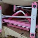 Kids Desk and Chair Set, Height Adjustable Children School Study Desk with Tilt Desktop, Bookstand, LED Lamp, Metal Hook and Storage Drawer for Boys Girls, Pink