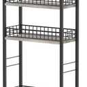 4 Tier Slim Storage Cart Narrow Laundry Cart on Wheels Utility Kitchen Rolling Cart with Wood Tabletop Mobile Shelving Unit Bathroom Storage Organizer Slide Out Rolling Tower for Narrow Spaces (Grey)