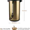 Coffee Urn, 12L/75cup Coffee Dispenser with Percolator, Large Coffee Maker with Keep Warm Mode, Double Wall Commercial Grade Stainless Steel, Hot Water Urn for Catering Party Office Wedding