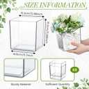 Tioncy 6 Pieces 6 x 6 Acrylic Square Vases for Centerpieces Clear Plastic Vase Cube Flower Vase Bulk for Wedding Centerpieces Home Office Floral Plant Succulent Pots Planters