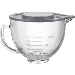 LETOMS Stand Mixers Bowl for Kitchenaid 4.5 Quart and 5 Quart, Glass Mixing Bowl with Lid and Measurement Markings