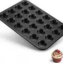 TeamFar Mini Muffin Pan, 24-Cup Non-Stick Carbon Steel Cupcake Tray Tin for Baking, Small Cup Cake Bakeware for Bite-Sized Cheesecake Tart Quiches, Even Baking & Effortless Release & Easy Clean