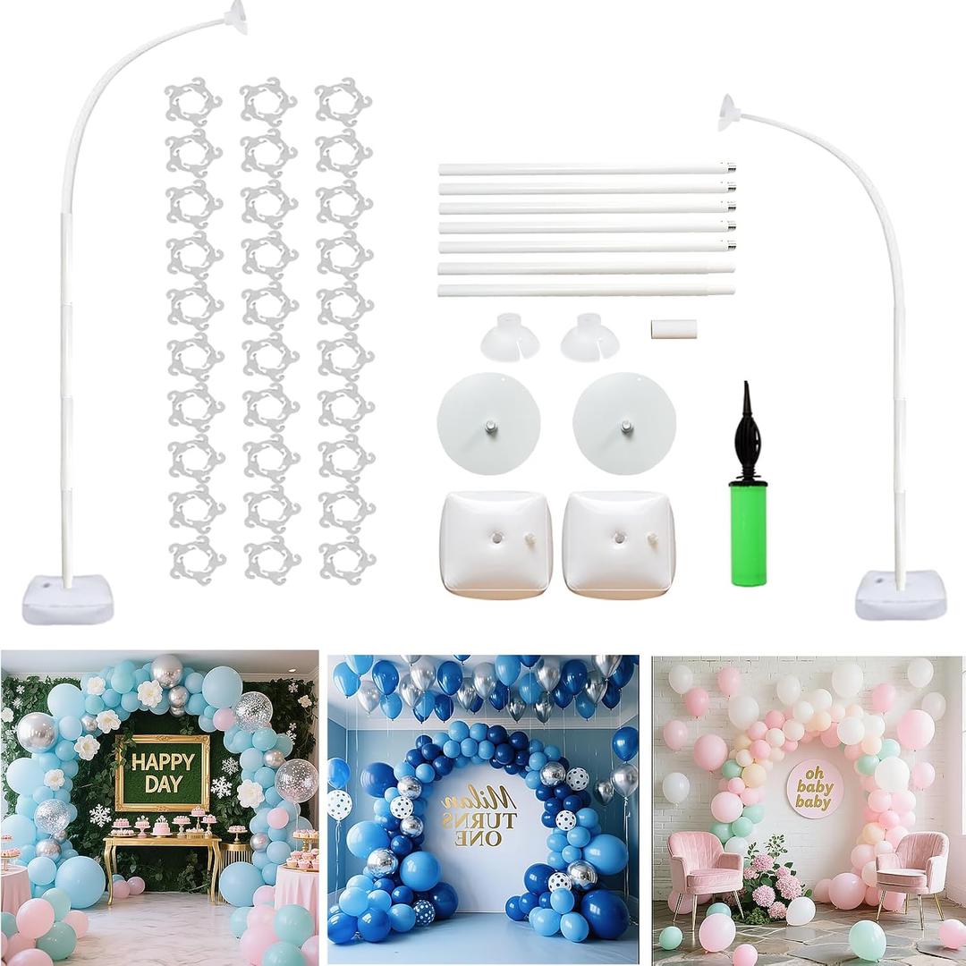Balloon Arch Kit Stand with Base, 9Ft & 5.6Ft High Free Bending Half Arch Stand for Baby Shower Yard Decorations Wedding Birthday Party (No Balloons)