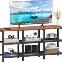 Furologee TV Stand, Small Media Console Table with 3-Tier Storage Shelves, Industrial Entertainment Center for TVs up to 50 Inch, Television Stands for Living Room, Bedroom, Rustic Brown (43'' no outlets)