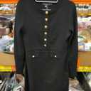 Women's Long Sleeve Sweater Dress Crewneck Button Elegant Bodycon Formal Party Mini Dress (Black, Small)