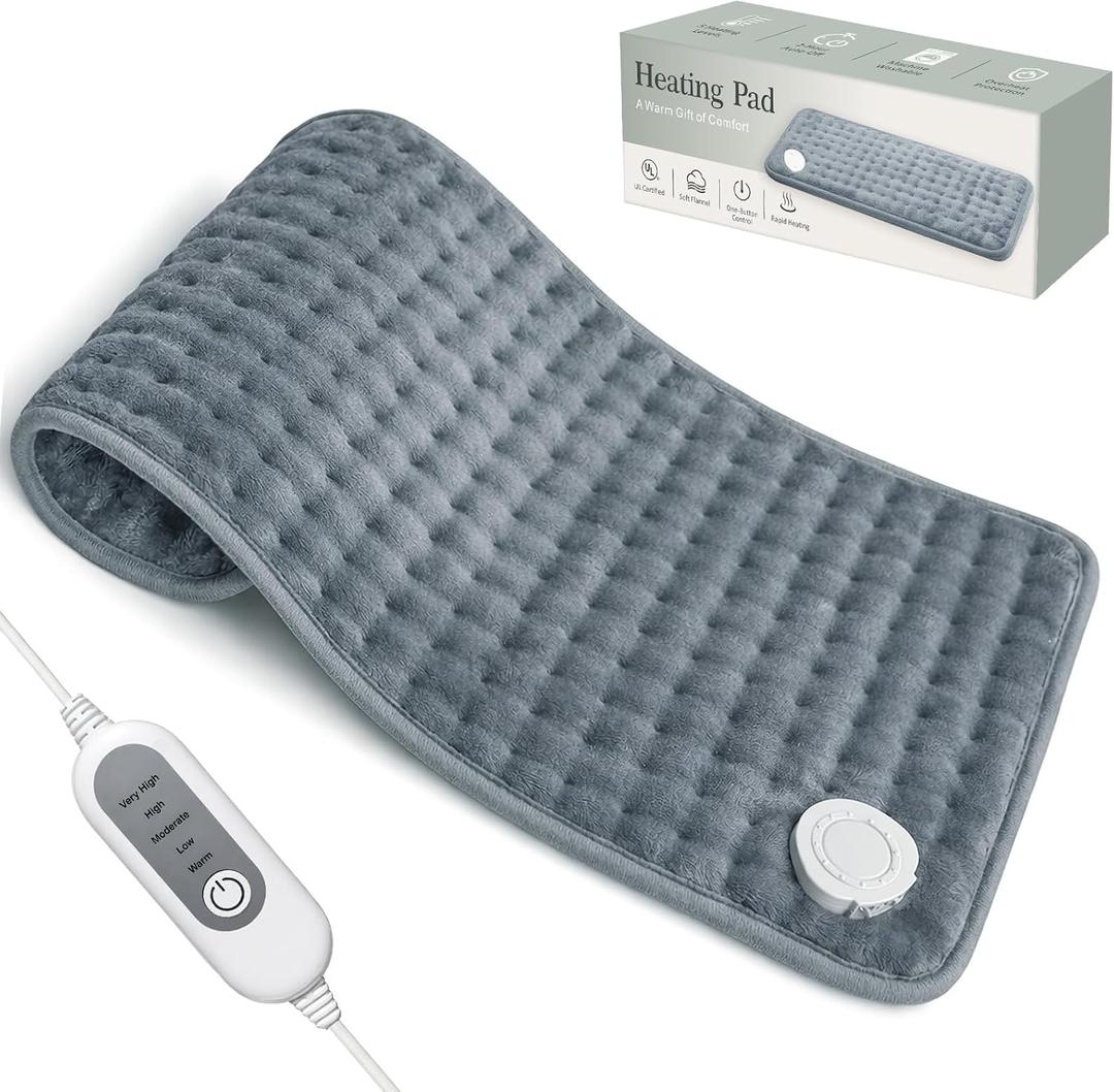 Heating Pad for Back Pain & Period Cramps,Moist Heated Pad for Abdomen, Legs & Muscles,5 Heat Levels, 2-Hour Auto Shut-Off, Gifts for Men Women UL Certified, 12" x 24"