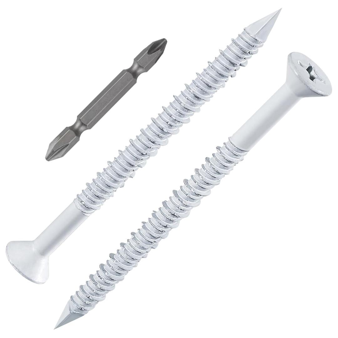 5 x WenSilon(30 PCS) 3/16" x2-3/4 White Concrete Screw Anchor White Flat Head for Anchoring to Masonry, Block or Brick Stucco