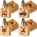 Tenceur 48 Pcs Mini Christmas Kraft Gift Bags with Handle Small Xmas Paper Treat Bags with Snowflake Xmas Tree Plaid Reindeer Car Patterns for Merry Christmas Holiday Party Favor Supplies