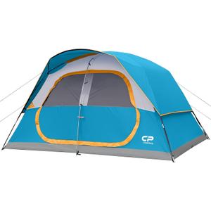 CAMPROS CP Upgraded 6/8 Person Camping Tents, Waterproof Windproof Family Tent with Larger Mesh Windows & Door, Double Layer, Easy Set Up, All-Season Dome Tent with Top Rainfly & Carry Bag