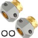Garden Hose Repair Kits, 2 Pack Brass Water Hose Connector, Fit 3/4" and 5/8" Garden Hose, Female Hose End Repair Fittings Replacement, Hose Mender Kit
