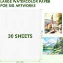 30-Sheet Watercolor Paper Pad 22 x 30 in, Cold Press, 300 GSM | Acid-Free Heavyweight Sheets, Textured Surface, Strong Absorbency, for Watercolor, Gouache, Acrylic, Charcoal