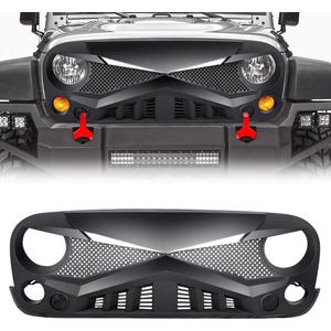 AMERICAN MODIFIED Heavy Duty Hawke Grille with DRL Turn Signal LED Lights Compatible with 2007 to 2018 Jeep Wrangler JK Models, Matte Black