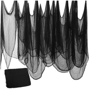 Halloween Black Creepy Cloth 500x40in Gauze Fabric Hanging Netting Cloth Decorations for Porch Doorways Table Yard Spooky Decor for Haunted Houses
