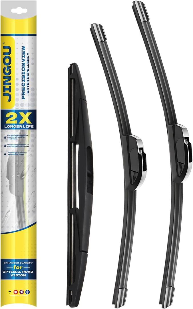 Wiper Blades,26"/20"/14" Windshield Wipers Set,Compatible with 2007-2014 Ford edge,Front and Back Automotive Replacement Windshield Wiper blades(Pack of 3)