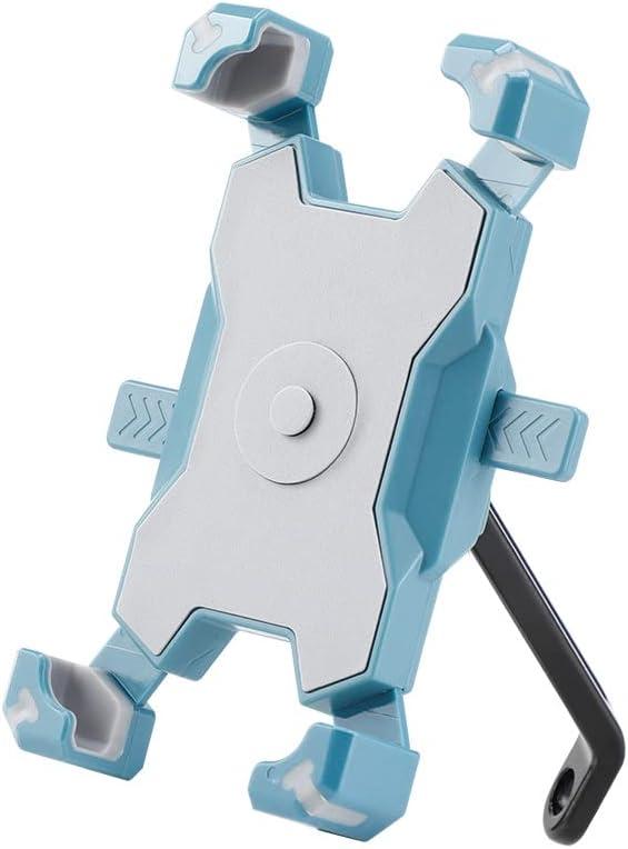 Motorcycle Phone Mount, 360 Rotation Motorbike Phone Holder Moped Scooter Rearview Mirror Holder Mount Anti Shake Universal for 4.0-6.8 Inch Smartphone - Adjustable  Quick Release  Cyan (ABS&Metal Alloy-Cyan)