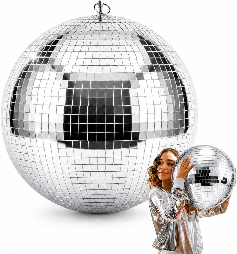 Disco Ball, 12 inch Disco Balls, Disco Ball Decoration,Purely Handmade Large Disco Ball for Party Decoration DJ Club Stage Bar Wedding Festival Christmas12 in