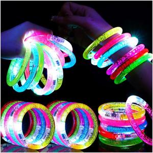 24Pcs Glow in the Dark Party Supplies for Kids/Adults, Flashing Light up Toys LED Bracelets Easter Glow Sticks, Mardi Gras Party Favors Carnival Birthday Concert Gifts Accessory