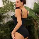 BMJL Women's Tummy Control Swimsuits Ruched Slimming One Piece Bathing Suit Deep V Neck Swimsuit,XL