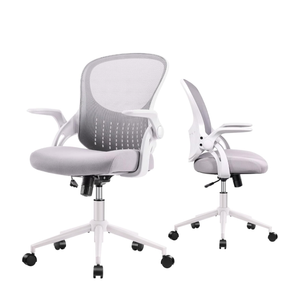 Home Office Chair, Mid Back Mesh Computer Chair, Ergonomic Desk Chair, Height Adjustable Rolling Swivel Task Chair with Flip-up Armrests and Lumbar Support, Gray
