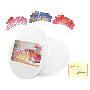 16 Inch Cake Drums with Banner Cake Topper-White(3-Pack) Cake Board Round 1/2 Inch Thick Cake Boards Sturdy, Greaseproof for Birthday Wedding Multi-Tiered Party Cake Boards by GoldenBakeryFamily