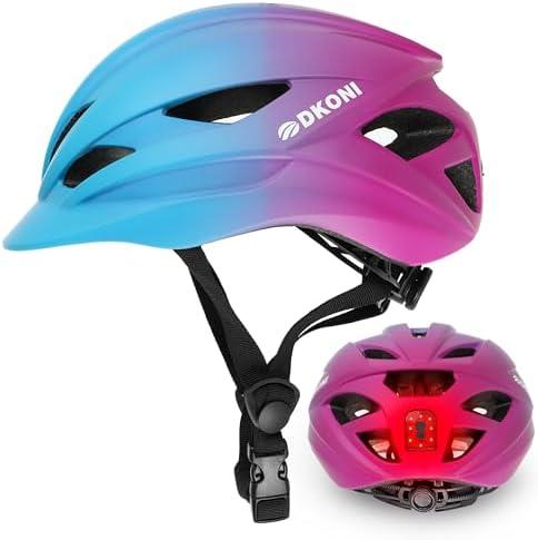 DKONI Bike Helmet Adult Urban:Bicycle Helmet for Men Women with USB Charge Detachable Taillight Helmets for Commuter Cycling Scooters L