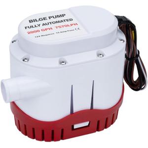 12V 2000GPH Automatic Electric Bilge Pump Marine Boat Submersible Water Pump with Built in Float Switch