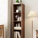 Bookshelf, Modern 4-Tier Bookcase, Open Storage Book Shelf, 11  14.2  50.4 Inches, Small Narrow Bookshelves for Living Room, Home Office, Bedroom, Walnut