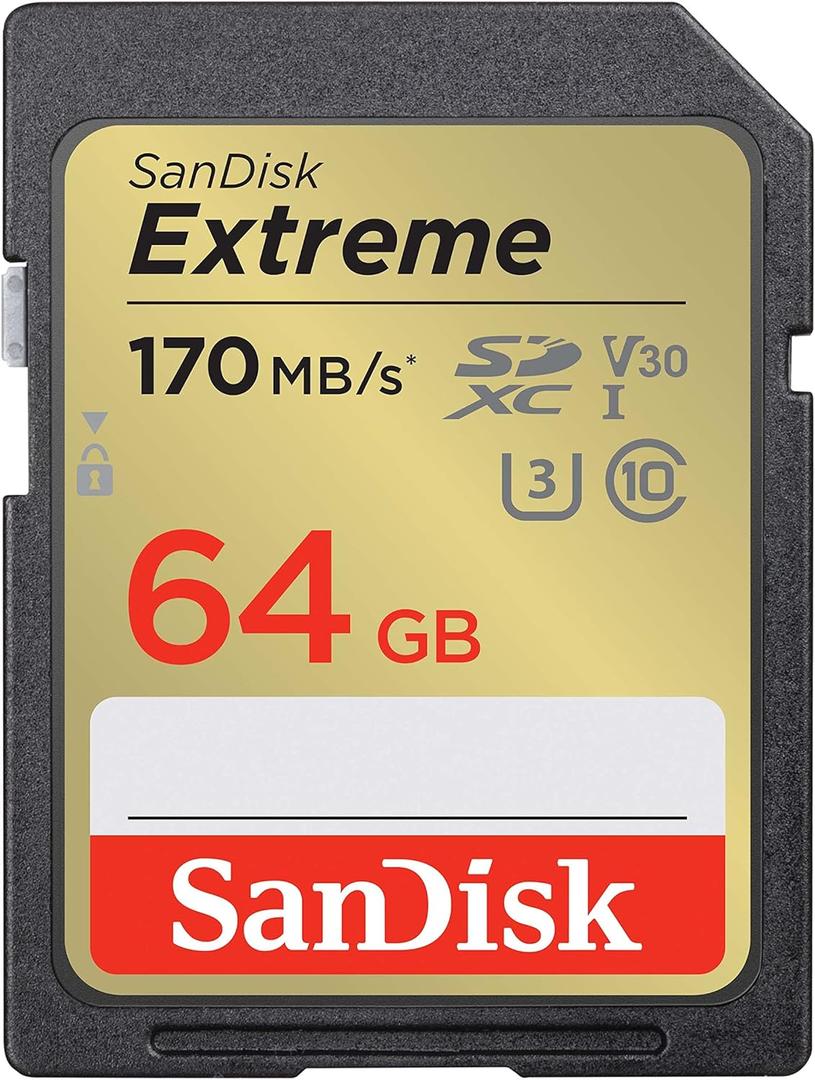 SANDISK 64GB Extreme SDXC UHS-I Memory Card - C10, U3, V30, 4K, UHD, SD Card - SDSDXV2-064G-GNCIN