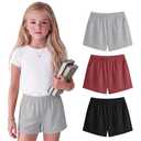 Halfchet 3 Pack Girls' Sweat Shorts Casual Athletic Sweatpants with Pockets Elastic Waistband for Kids 5-16 Years Summer(Gray, Wine Red, Black,13-14 Years)
