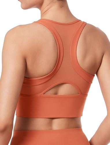 Yvette Mesh Desin Sports Bras for Women Wide Sides Racerback V Neck Yoga Bras Tank Top XL