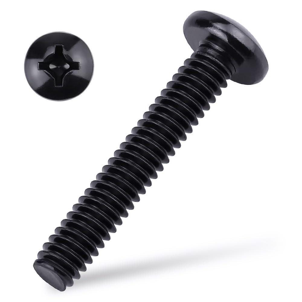 #6-32 x 1-1/4" Pan Head Machine Screws Black, Phillips Drive, 304 Stainless Steel 18-8, Black Oxide Coated Finish, Corrosion Resistant Round Head Machine Screws, Full Thread, Coarse Thread, 100 PCS