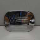 Fuel Tank Cover Trim Gas Door Compatible with Chevrolet Silverado GMC Sierra 2019-2025+,Exterior Accessories Carbon Grain American Flag (Chrome)