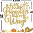 2 x A Little Pumpkin is On The Way Cake Topper, Welcome Little Pumpkin Cake Decor, Fall Autumn Baby Shower/Halloween Thanksgiving Baby Gender Reveal Party Decorations Supplies, Gold Glitter
