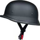 German Style Motorcycle Half Helmet Open Face Adult Men Women DOT Approved Retro HelmetMatte Black, L
